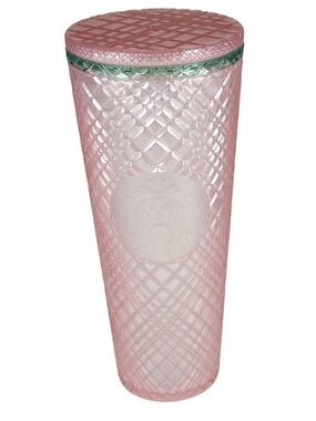 Starbucks 2023 Summer Jeweled Pink and Green Venti 24oz Cold Cup Pastel Commuter
